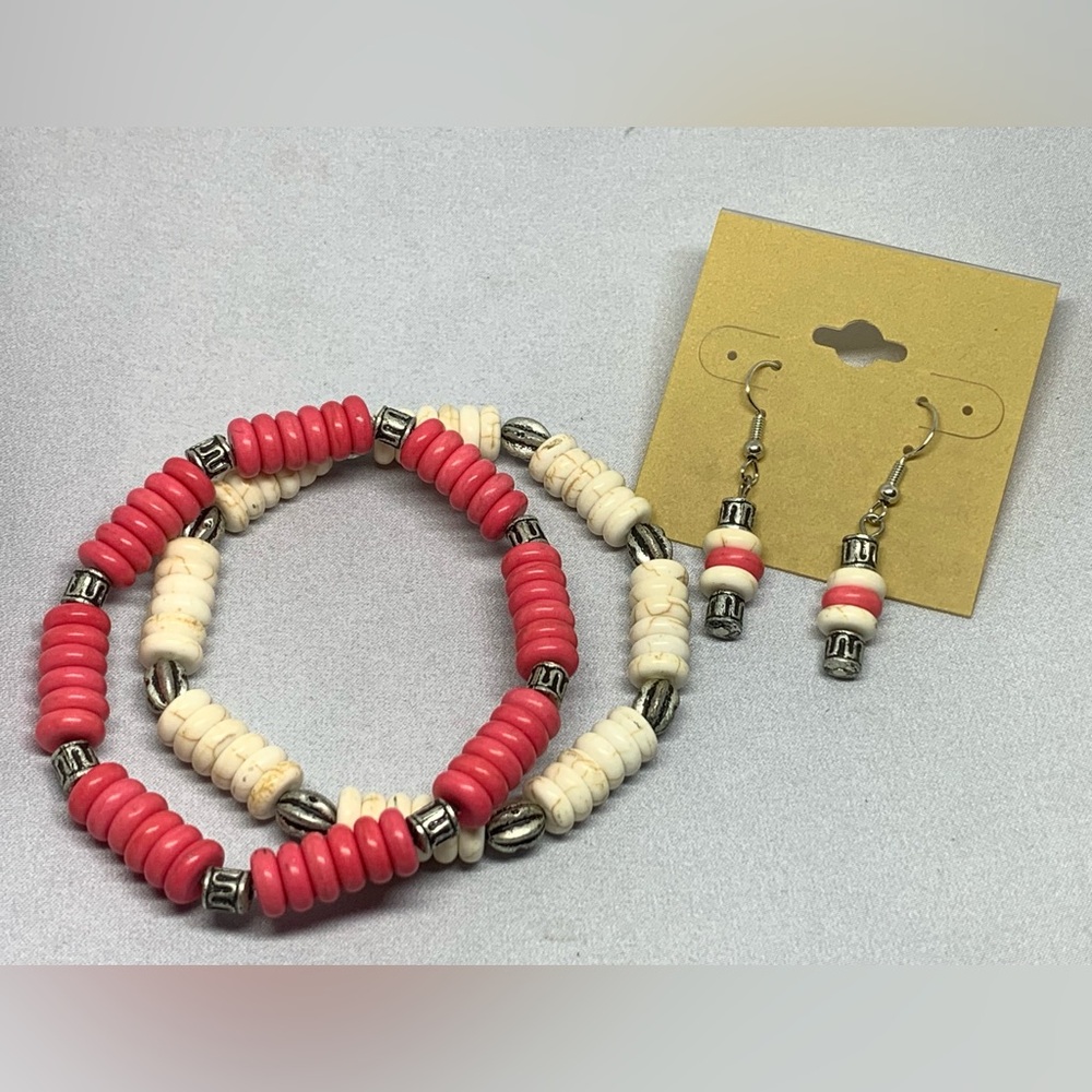 Western Beaded Stretch Bracelets & Earring Set